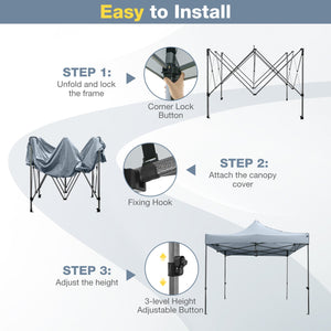10 x 10 FT Outdoor Pop up Canopy Tent Easy Setup Gazebo Shelter with Wheeled Bag
