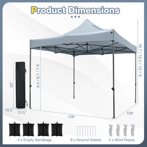 10 x 10 FT Outdoor Pop up Canopy Tent Easy Setup Gazebo Shelter with Wheeled Bag