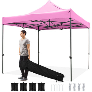 10 x 10 FT Outdoor Pop up Canopy Tent Easy Setup Gazebo Shelter with Wheeled Bag