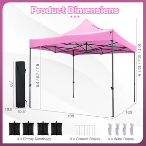 10 x 10 FT Outdoor Pop up Canopy Tent Easy Setup Gazebo Shelter with Wheeled Bag