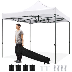 10 x 10 FT Outdoor Pop up Canopy Tent Easy Setup Gazebo Shelter with Wheeled Bag