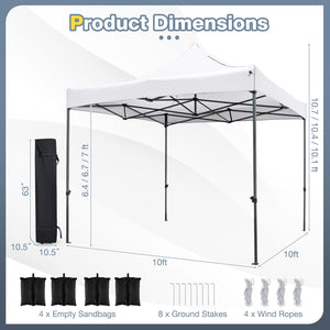 10 x 10 FT Outdoor Pop up Canopy Tent Easy Setup Gazebo Shelter with Wheeled Bag