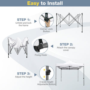 10 x 10 FT Outdoor Pop up Canopy Tent Easy Setup Gazebo Shelter with Wheeled Bag