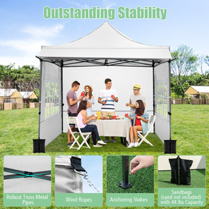 10 x 10 FT Pop up Canopy Tent with Sidewalls and Awning for Party Picnic Event