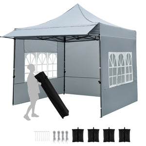 10 x 10 FT Pop up Canopy Tent with Sidewalls and Awning for Party Picnic Event