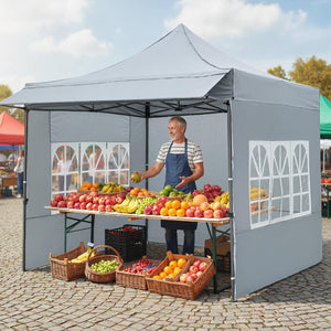 10 x 10 FT Pop up Canopy Tent with Sidewalls and Awning for Party Picnic Event
