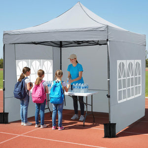 10 x 10 FT Pop up Canopy Tent with Sidewalls and Awning for Party Picnic Event