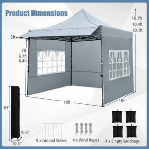 10 x 10 FT Pop up Canopy Tent with Sidewalls and Awning for Party Picnic Event