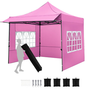 10 x 10 FT Pop up Canopy Tent with Sidewalls and Awning for Party Picnic Event