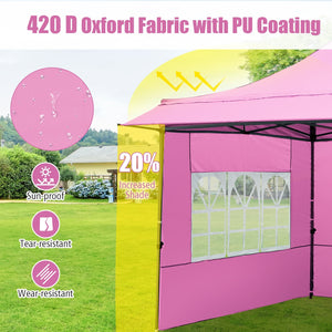10 x 10 FT Pop up Canopy Tent with Sidewalls and Awning for Party Picnic Event