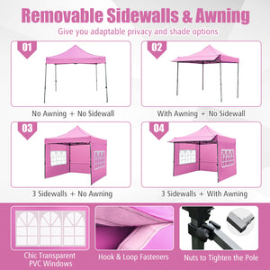 10 x 10 FT Pop up Canopy Tent with Sidewalls and Awning for Party Picnic Event