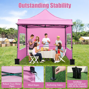 10 x 10 FT Pop up Canopy Tent with Sidewalls and Awning for Party Picnic Event