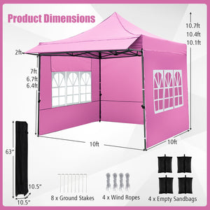 10 x 10 FT Pop up Canopy Tent with Sidewalls and Awning for Party Picnic Event