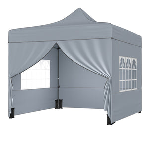 10 x 10 FT Pop up Canopy Tent with 4 Removable Sidewalls and Wheeled Bag