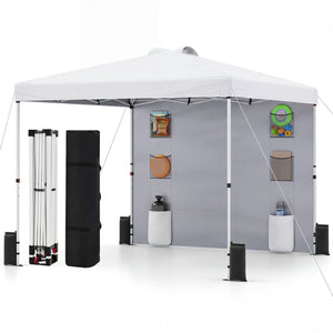 10 x 10 FT Pop up Canopy Tent with Sidewall 6 Pockets Instant Setup Commercial Gazebo