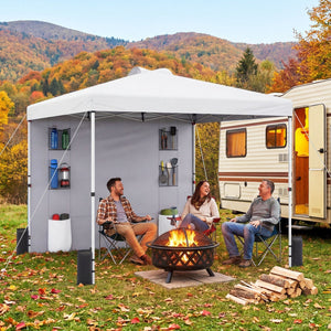 10 x 10 FT Pop up Canopy Tent with Sidewall 6 Pockets Instant Setup Commercial Gazebo