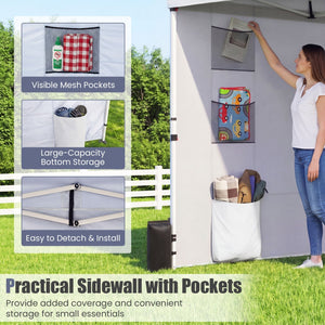 10 x 10 FT Pop up Canopy Tent with Sidewall 6 Pockets Instant Setup Commercial Gazebo