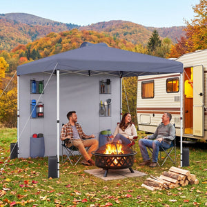 10 x 10 FT Pop up Canopy Tent with Sidewall 6 Pockets Instant Setup Commercial Gazebo