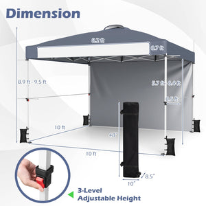 10x10 Pop-Up Canopy Tent with Roller Bag and Adjustable Height