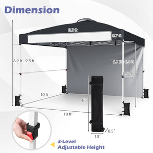 10x10 Pop-Up Canopy Tent with Roller Bag and Adjustable Height