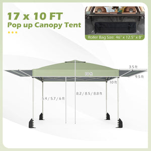 10 x 17 Feet Pop Up Canopy Tent with Dual Adjustable Awnings