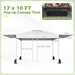 10 x 17 Feet Pop Up Canopy Tent with Dual Adjustable Awnings