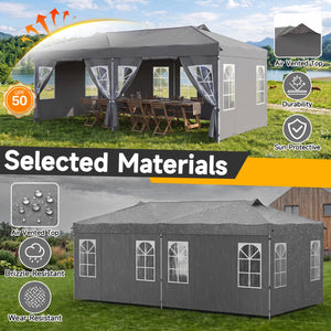 Pop Up Canopy Tent 10x20 FT with 6 Sidewalls