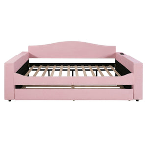 Upholstered Daybed With Storage Armrests, Trundle And Latest Integrated tooth Audio System