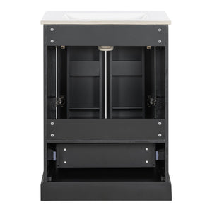 Bathroom Vanity With Sink, 1 Divided Drawer And 2 Soft Close Doors With Double Shelf