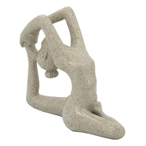 8.5x4.5x7' Beige Resin and Stone Yoga Figurine in King Pigeon Pose
