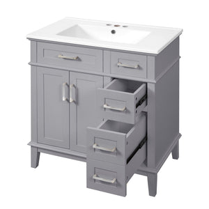 Modern Bathroom Vanity With Sink, Storage Cabinet, Soft Close Doors, Deep & Standard Drawers
