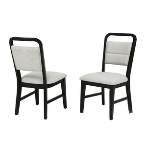 Dining Set With Round Table And 4 Upholstered Chairs - Black / Gray