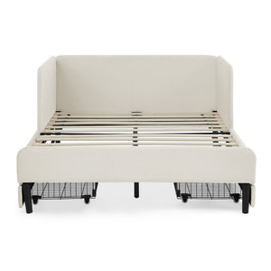 Upholstered Platform Bed Frame With 2 Storage Drawers And Adjustable Sofa Bed