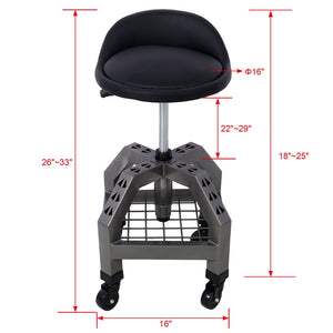 Pneumatic 360 Degree Swivel Stool, Mechanics Rolling Creeper Seat, Heavy Duty Rolling Mechanics Stool, Shop Stool With Casters
