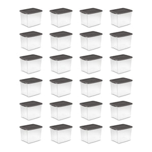 Sterilite ShelfTotes 50 Quart Clear Latched Plastic Storage Container, 24 Pack