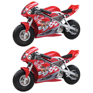 Razor 24V Mini Bike 1 Speed Dirt Racing Motorcycle Pocket Rocket, 2 Pack, Red - TRAPSKI