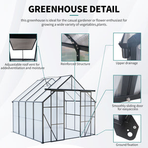 Double Door Polycarbonate house Raised Base And Anchor Aluminum Heavy Duty Walk In houses For Outdoor Backyard In All Season