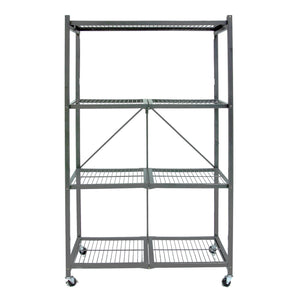Origami 4 Tier Multipurpose Folding Storage Organizing Rack with Wheels (2 Pack)