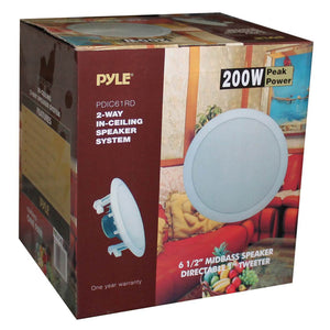 PYLE PDIC61RD 200W 6.5'' Round Flush Mount In-Wall/Ceiling Home Speakers, 2 Pack - TRAPSKI