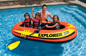 Intex Explorer 300 Inflatable Fishing 3 Person Raft Boat w/ Pump & Oars (3 Pack)