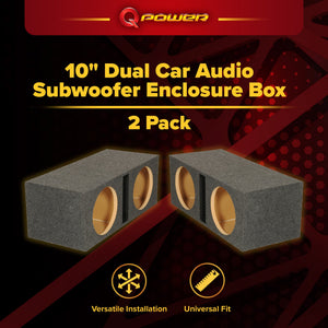 QPower QBASS Dual 10 Inch Car Audio Subwoofer Enclosure Box, Charcoal (2 Pack)