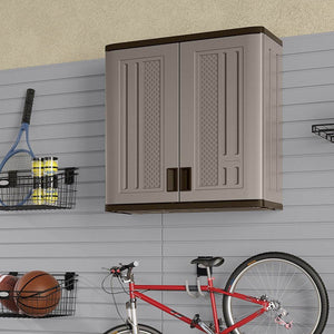 Suncast 4 Ft Resin Single Shelf Garage Wall Storage Cabinet, Platinum (3 Pack)