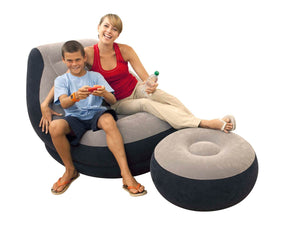 Intex Inflatable Corner Living Room Neutral Sectional Sofa & Lounge Chair Set - TRAPSKI