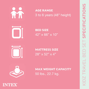 Intex Kids Travel Inflatable Air Mattress with Raised Sides & Hand Pump (2 Pack) - TRAPSKI