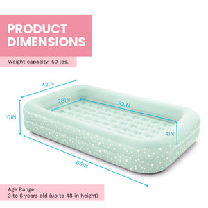 Intex Kids Travel Air Mattress Inflatable Bed with Raised Sides and Hand Pump