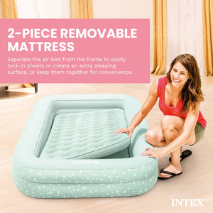Intex Kids Travel Air Mattress Inflatable Bed with Raised Sides and Hand Pump