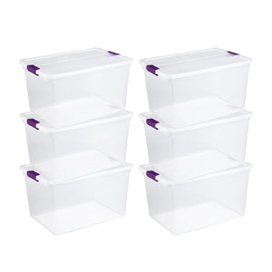 Sterilite 64 Qt Clear Storage Tote, 6 Pack, and 66 Qt Clear Storage Tote, 6 Pack