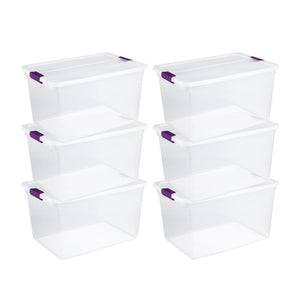 Sterilite 64 Qt Clear Storage Tote, 6 Pack, and 66 Qt Clear Storage Tote, 6 Pack