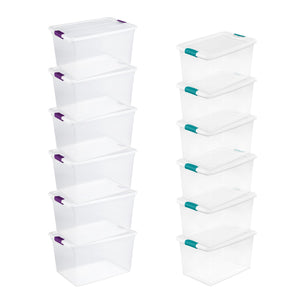 Sterilite 64 Qt Clear Storage Tote, 6 Pack, and 66 Qt Clear Storage Tote, 6 Pack
