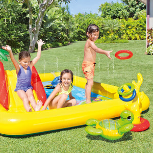 Intex 9.75ft x 6.33ft x 53in Inflatable Rainbow Play Pool and Ocean Play Pool